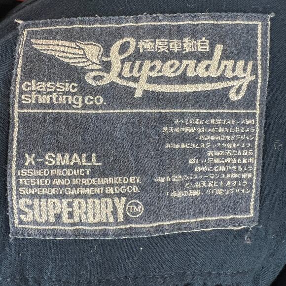 SUPERDRY Japan Navy Blue Button Down Lace Back Top Blouse Shirt XS - Picture 6 of 8